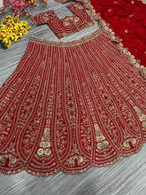 Red and gold boomer silk Lehenga