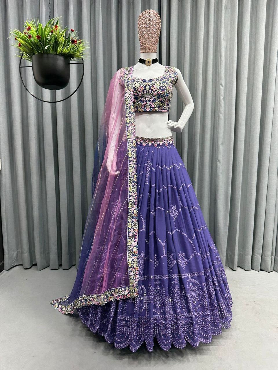 Purple sequins Lehenga