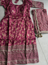 Magenta and gold brocade suit with 2 options for pants