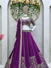 Purple threadwork Lehenga