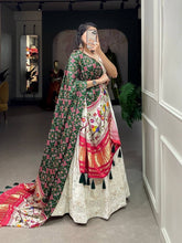 Lucknowi and paithani white Lehenga