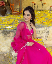 Pure georgette hot pink plain Lehenga