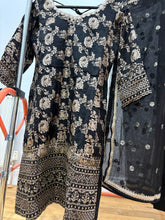 Black and gold banarasi silk salwaar kameez