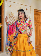 Three Tal traditional Lehenga Choli in mustard yellow (kids & men matching available)