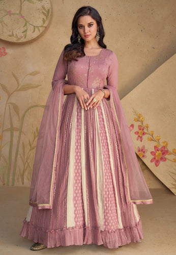 Janisha -  georgette pleated anarkali in pink