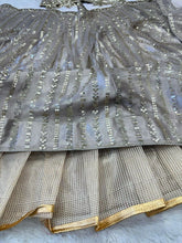 Taupe gold sequinned Lehenga (stunning blouse design)