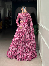 Graceful tabby silk printed Lehenga in maroon (skirt stitched)