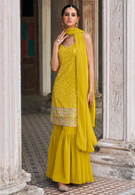 Yellow mustard georgette flared sharara (sleeves available) (plus size too)