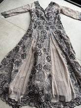 Stylish beige and black anarkali gown