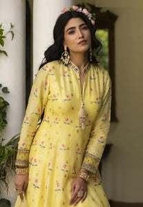 Dola silk jacquard pastel yellow gown