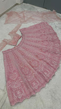 Pastel pink silk Dori work lehenga