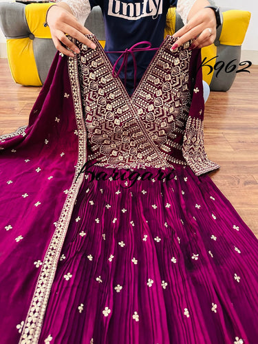 Karigari - wine silk anarkali