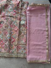 Baby pink embroidered suit with trending farshi salwaar