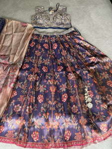 Niks collection - purple digital floral Lehenga readymade