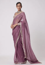 Peanut pink mirror work saree