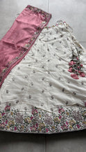 Ivory and baby pink chiffon embroidered Lehenga