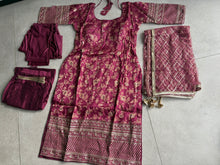 Magenta and gold brocade suit with 2 options for pants