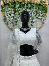 Stylish White butterfly net Lehenga