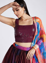 Elegant sequins work burgundy Lehenga