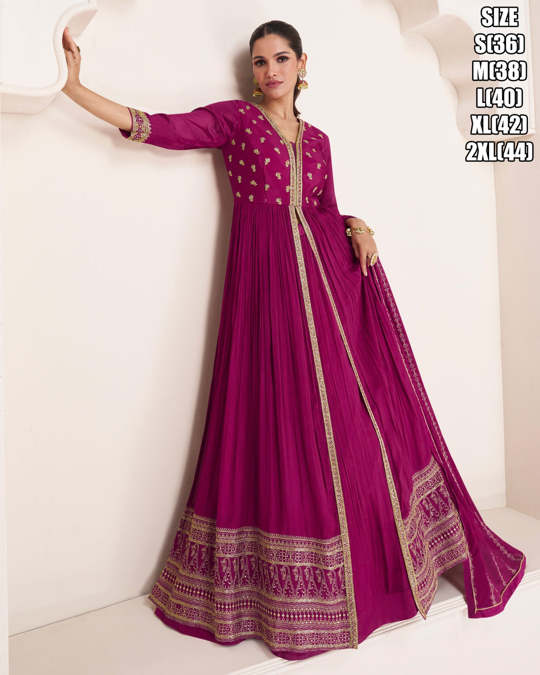 Janisha - pink chinnon gown