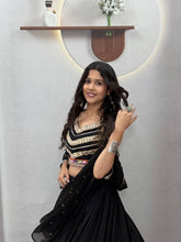 Black gamthi and mirror work pure cotton Chaniya Choli