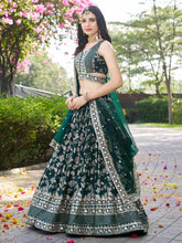 Dola silk jacquard Lehenga in green