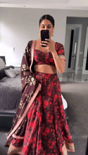 Deep red floral Lehenga