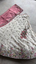 Ivory and baby pink chiffon embroidered Lehenga