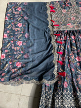 Blue printed floral Lehenga