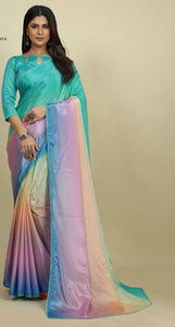 Alia Bhatt inspired ombre shaded satin chinnon saree - 6 colours