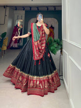 Tussar silk in timeless grace Lehenga in black