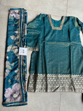 Deep teal chinon gharara style suit