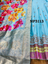 Niks - blue modal chanderi silk anarkali (plus size too up to UK 30)