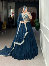Teal Georgette Lehenga - readymade