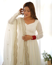 Off White Roman silk anarkali set readymade
