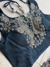 Ink blue palazzo set with keri embroidery