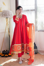 Hot red gotta A line anarkali set (S-12XL) (plus size too)