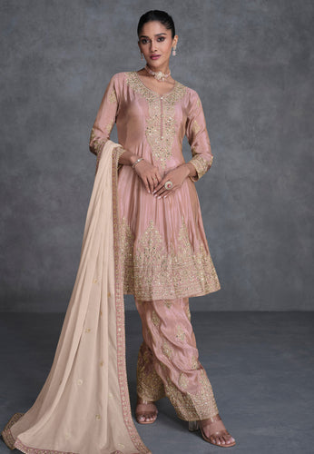 Peach pastel palazzo suit