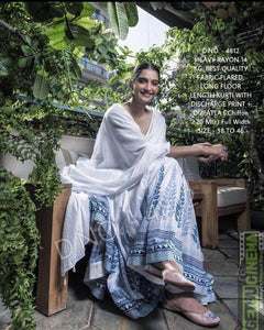 White and blue rayon salwaar kameez