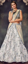 Grey partywear brocade Lehenga saree