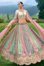 Silk Lehenga in multi colour palette