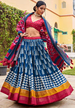 Tussar silk Lehenga in contemporary flair - sky blue