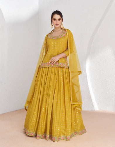 Yellow long top readymade lehenga (UK 10-18)