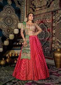 Red bollywood fusion readymade Lehenga (matching men’s kurta available)