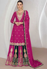 Embroidered chinon silk Lehenga in pink (long top)