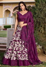 Tussar silk Lehenga in wine with white flowers