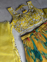 Yellow floral pearl embroidered Lehenga