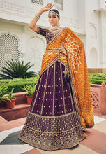 Wine viscose Lehenga with bandhej dupatta