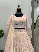 Peach thread work Lehenga (long sleeves + plus size)