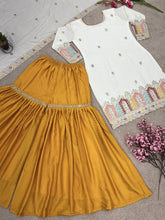 Mustard and white sharara set